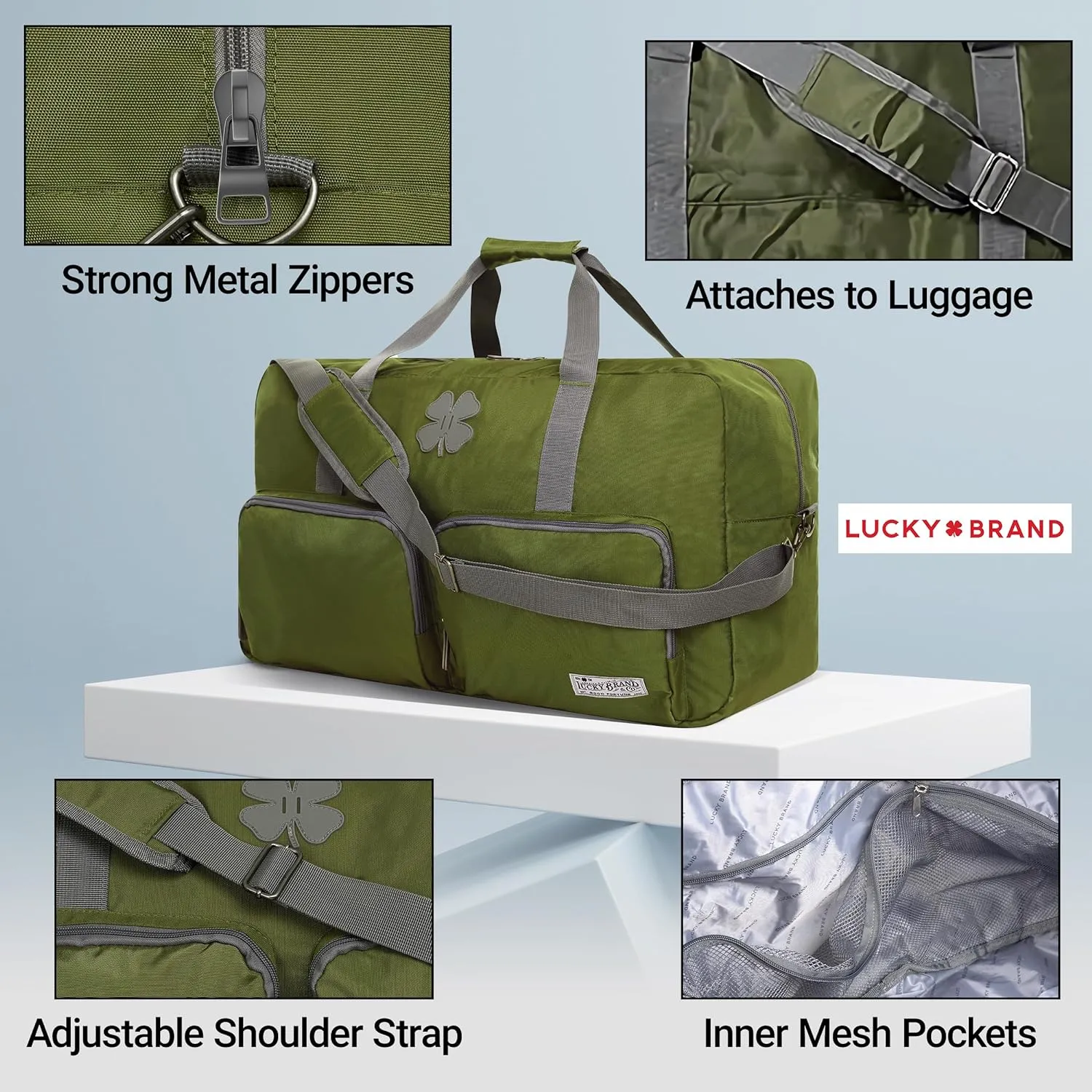 Lucky Travel Duffel Bags 65L, Gym Bag, Travel Bag & Large Duffle Bag for Men, Foldable Overnight Weekender Bags for Women & Men with Adjustable Shoulder Strap, Loden Green