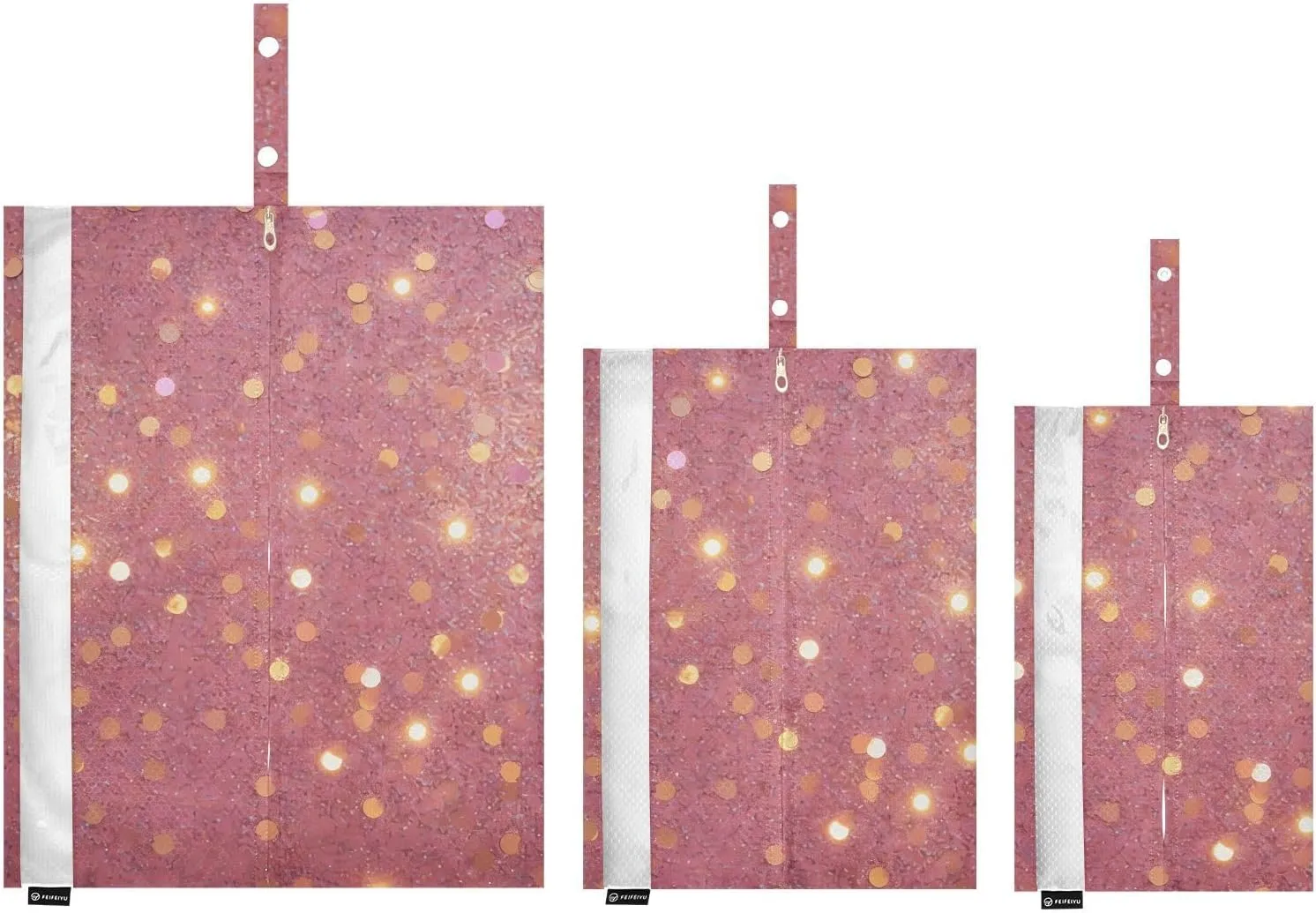 Luggage Space Saver, Luggages Management Personnel, Bright Shiny Dreamy Pink Purple Gold, With Zipper, 3 Set Travel Packing Cubes For Suitcases, Garment Bag Closet Storage