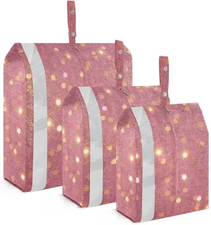 Luggage Space Saver, Luggages Management Personnel, Bright Shiny Dreamy Pink Purple Gold, With Zipper, 3 Set Travel Packing Cubes For Suitcases, Garment Bag Closet Storage