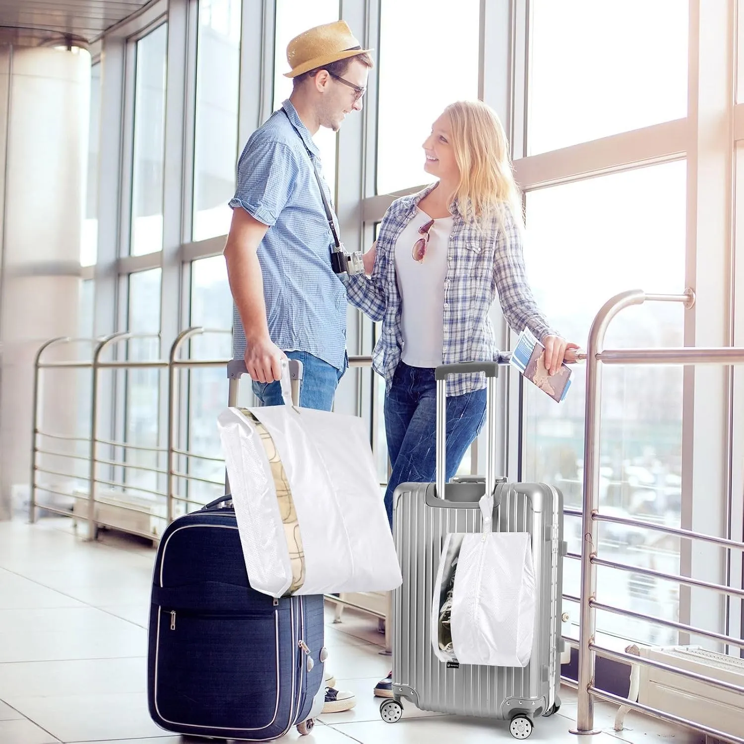 Luggage Space Saver, Luggages Management Personnel, White, With Zipper, 3 Set Travel Packing Cubes For Suitcases, Garment Bag Closet Storage