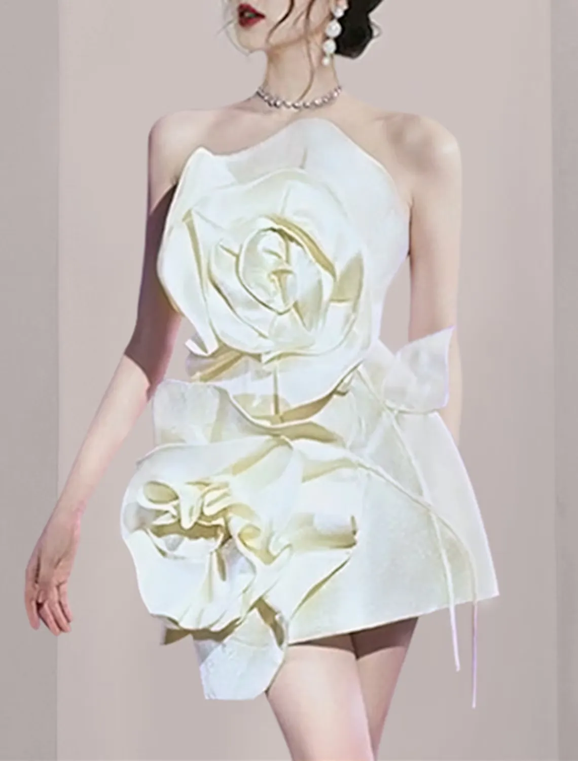 Luolandi Sheath / Column Homecoming Dresses Floral Dress Party Wear Short / Mini Sleeveless Strapless Satin