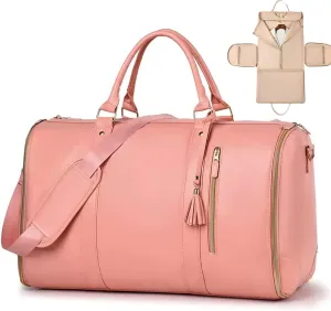 Luux Travel Bags for Women,Men,Folding Roomiest Carry on Travel Bag,Convertable Garment Duffle Bag,Waterproof, Scratch-Resistant, Wear-Resistant, Large Capacity (Pink)
