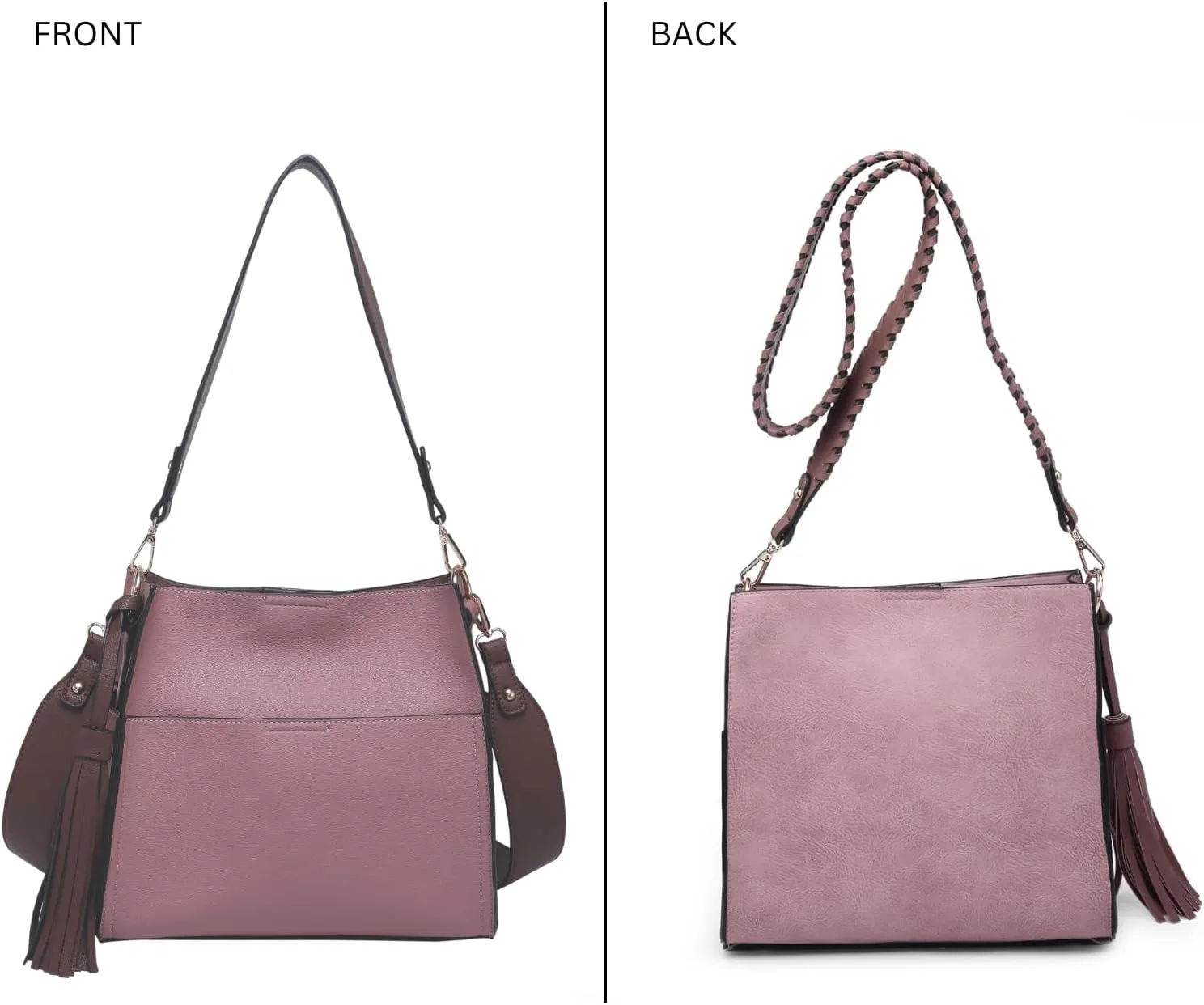 Lyla Bucket Bags 2-in-1 Trendy Vegan Leather Hobo Crossbody Handbags Shoulder Purses for Women