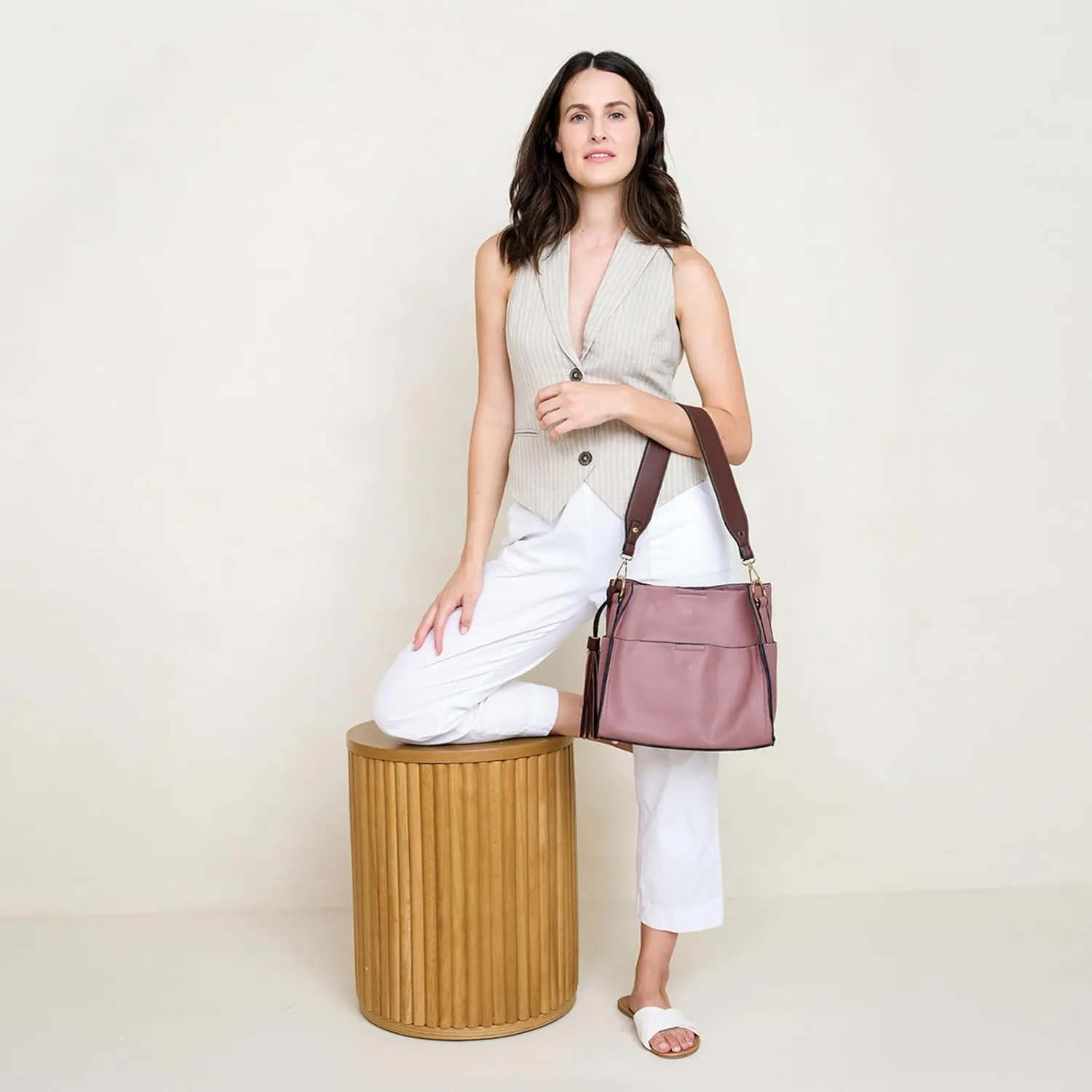 Lyla Bucket Bags 2-in-1 Trendy Vegan Leather Hobo Crossbody Handbags Shoulder Purses for Women