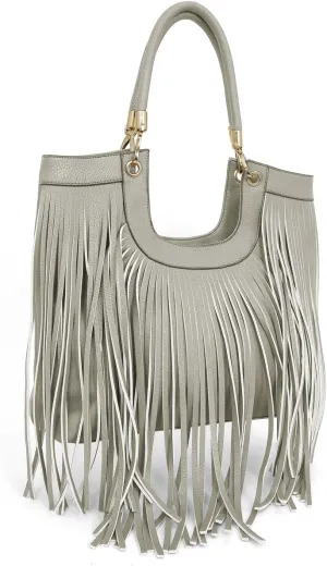 Maddee Fringe Tassel Shoulder Handbag Vegan Leather