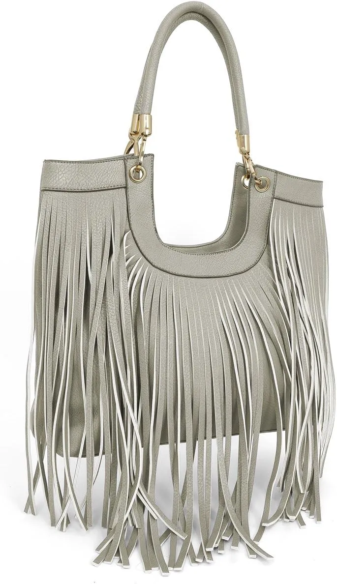 Maddee Fringe Tassel Shoulder Handbag Vegan Leather