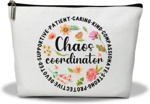Makeup Bag, Flower Travel Makeup Organizer Bag, Chaos Coordinator, Portable Toiletry Makeup Pouch, Storage Makeup Zipper Bag, Motivational Gifts for Women Mom Girl Lady Boss Teacher -06