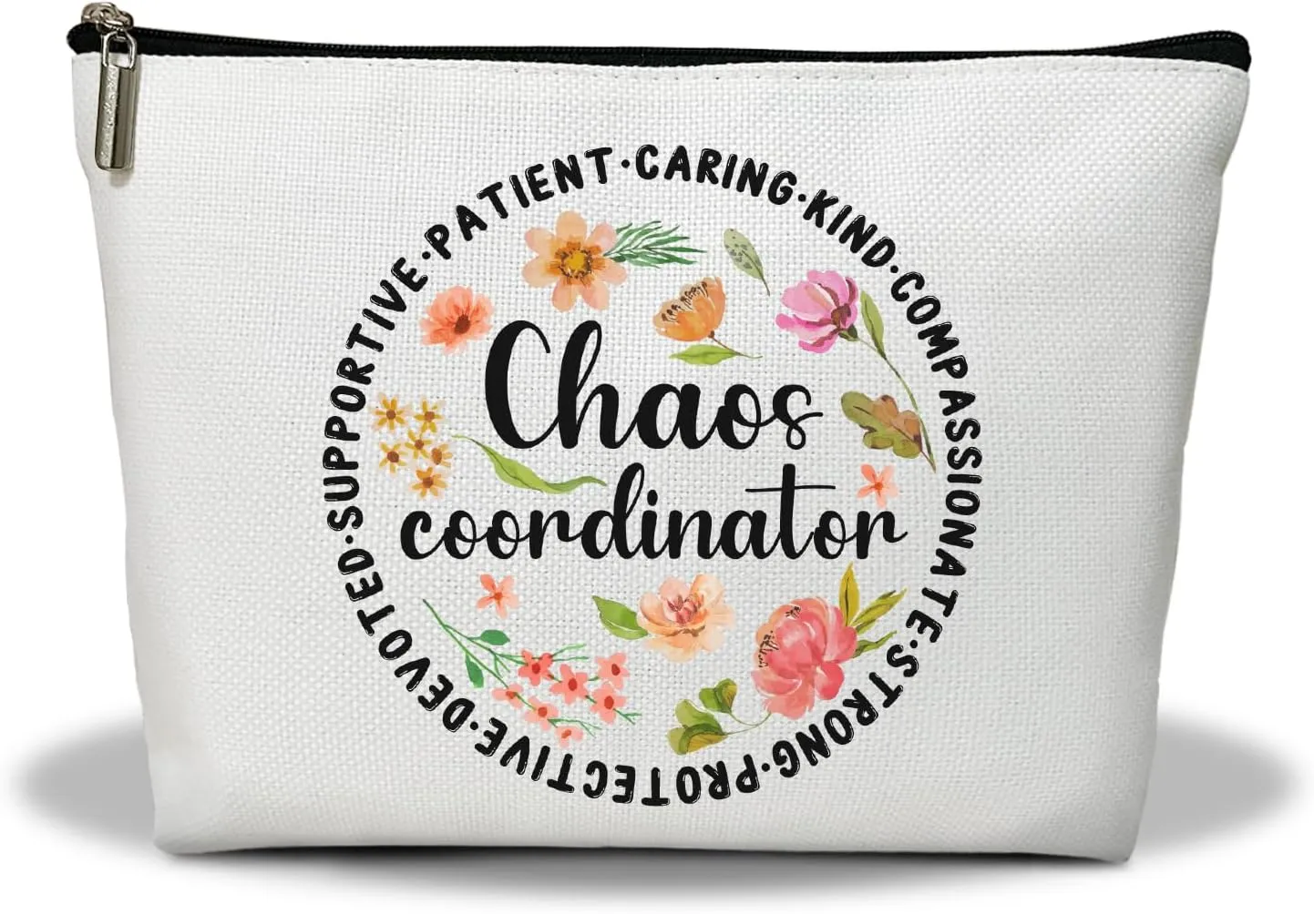 Makeup Bag, Flower Travel Makeup Organizer Bag, Chaos Coordinator, Portable Toiletry Makeup Pouch, Storage Makeup Zipper Bag, Motivational Gifts for Women Mom Girl Lady Boss Teacher -06