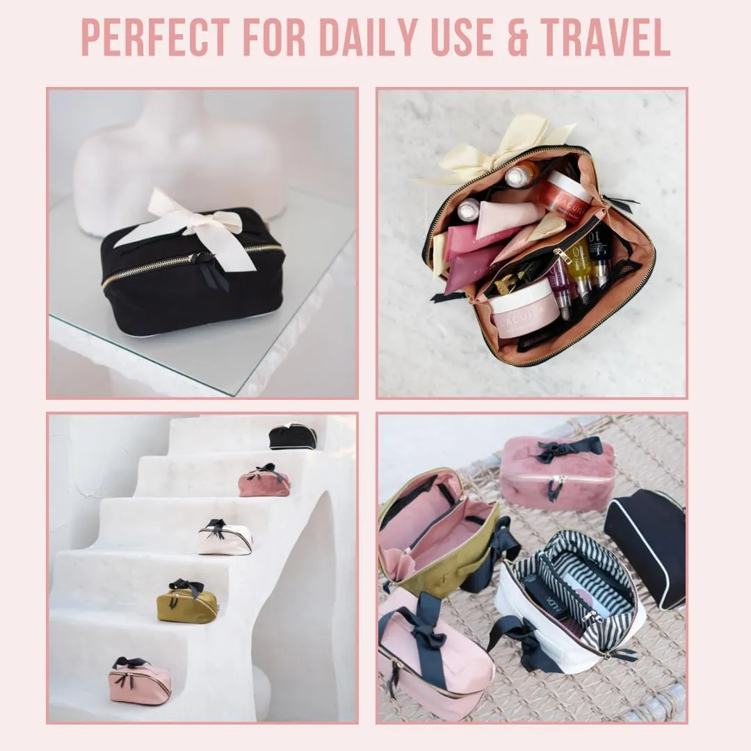 Makeup Bag for Women | Cosmetic Bag Organizer for Girls | Makeup Pouch for Traveling | Toiletry Bags for Women | Make Up Travel Pouches | Black