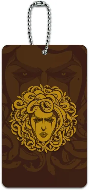 Medusa Gorgon Head Covered in Snakes Luggage Card Suitcase Carry-On ID Tag