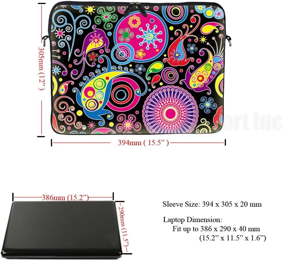 Meffort Inc 15 15.6 inch Neoprene Laptop Sleeve Bag Carrying Case with Hidden Handle and Adjustable Shoulder Strap - Arts Design