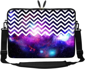 Meffort Inc 15 15.6 inch Neoprene Laptop Sleeve Bag Carrying Case with Hidden Handle and Adjustable Shoulder Strap - Chevron Pattern Galaxy