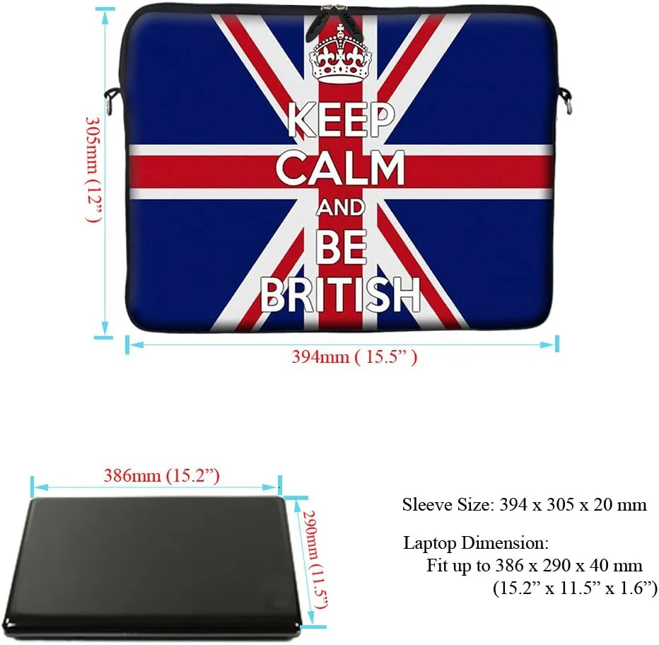 Meffort Inc 15 15.6 inch Neoprene Laptop Sleeve Bag Carrying Case with Hidden Handle and Adjustable Shoulder Strap - Keep Calm