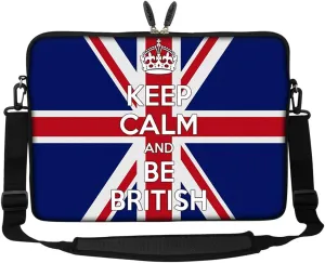 Meffort Inc 15 15.6 inch Neoprene Laptop Sleeve Bag Carrying Case with Hidden Handle and Adjustable Shoulder Strap - Keep Calm