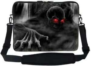 Meffort Inc 17 17.3 inch Neoprene Laptop Sleeve Bag Carrying Case with Hidden Handle and Adjustable Shoulder Strap - Crawling Skeleton