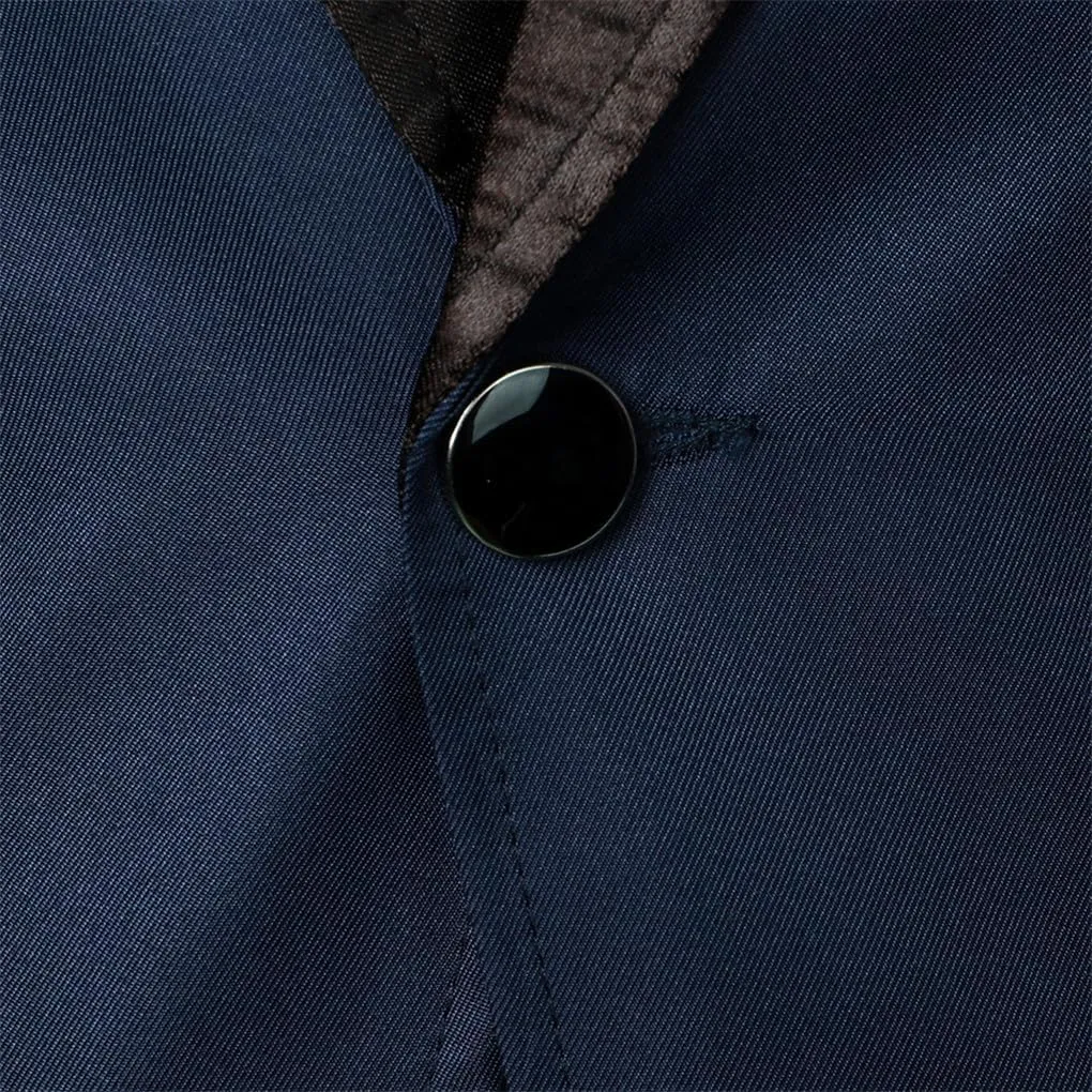Men Suit Coat Contrast Satin Collar One Button Fit Blazer Relaxed Long Sleeve Formal Jacket