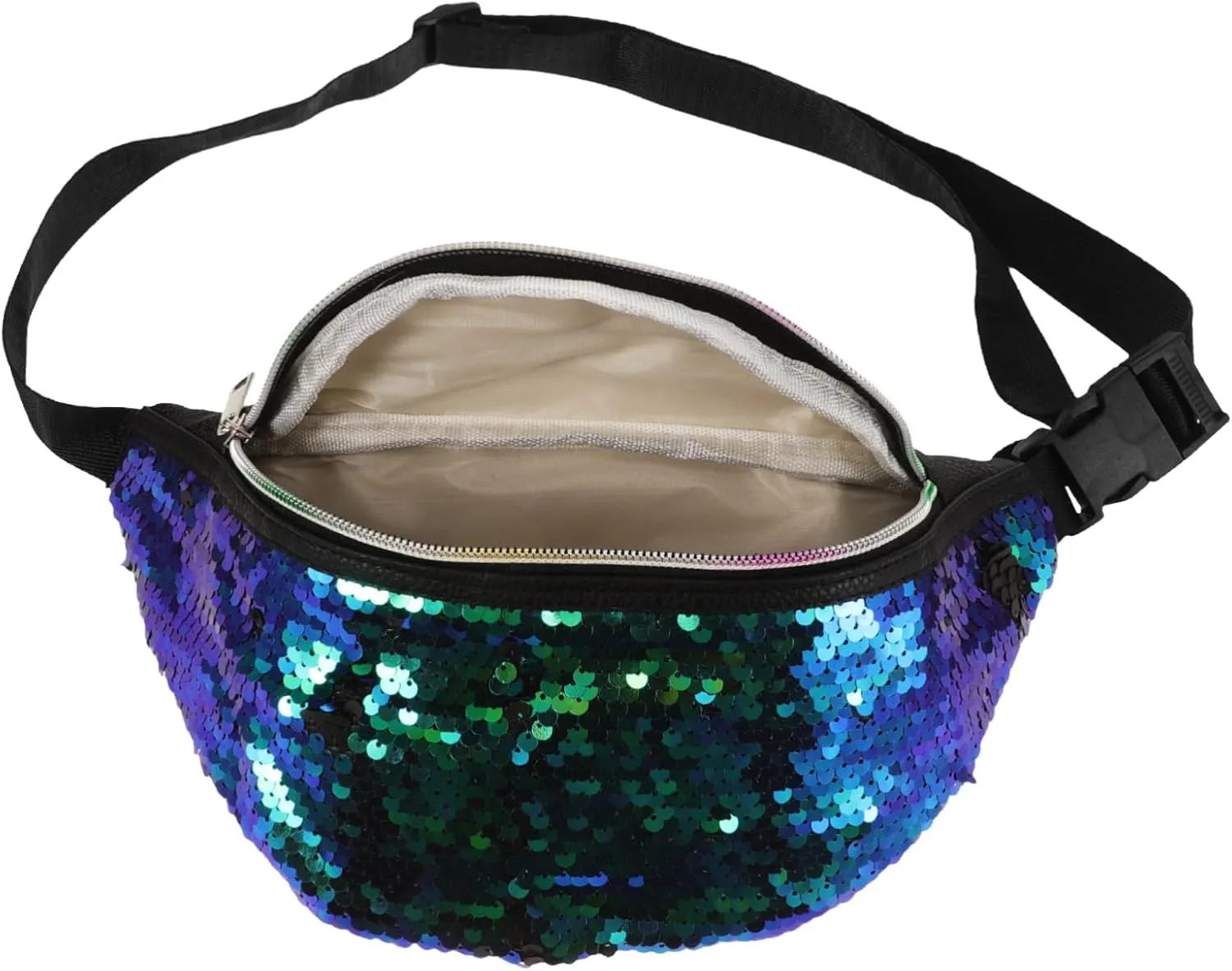 Mermaid Sequins Waist Pouch Fashionable Outdoor Fanny Pack for Sports Daily Wear Lightweight Green Black for Hands Convenience