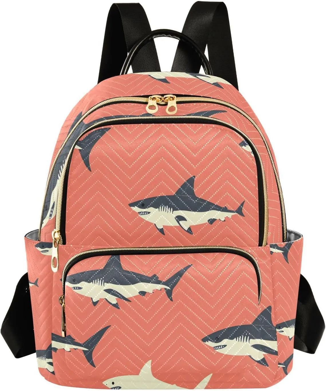 Mini Backpack for Women Sharks Coral Pattern Small Purse Daypacks Stylish Bags Lightweight Travel Backpacks for College Shopping Work Dating