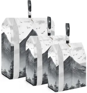 Mountain Painting Packing Cubes Set of 3, Lightweight Travel Luggage Organizers Foldable Bags for Easy Packing and Organization