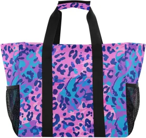 Nander Beautiful Leopard Print Texture Foldable Tote Bag Waterproof Sandproof Women Beach Bag Handbag Gym Bag