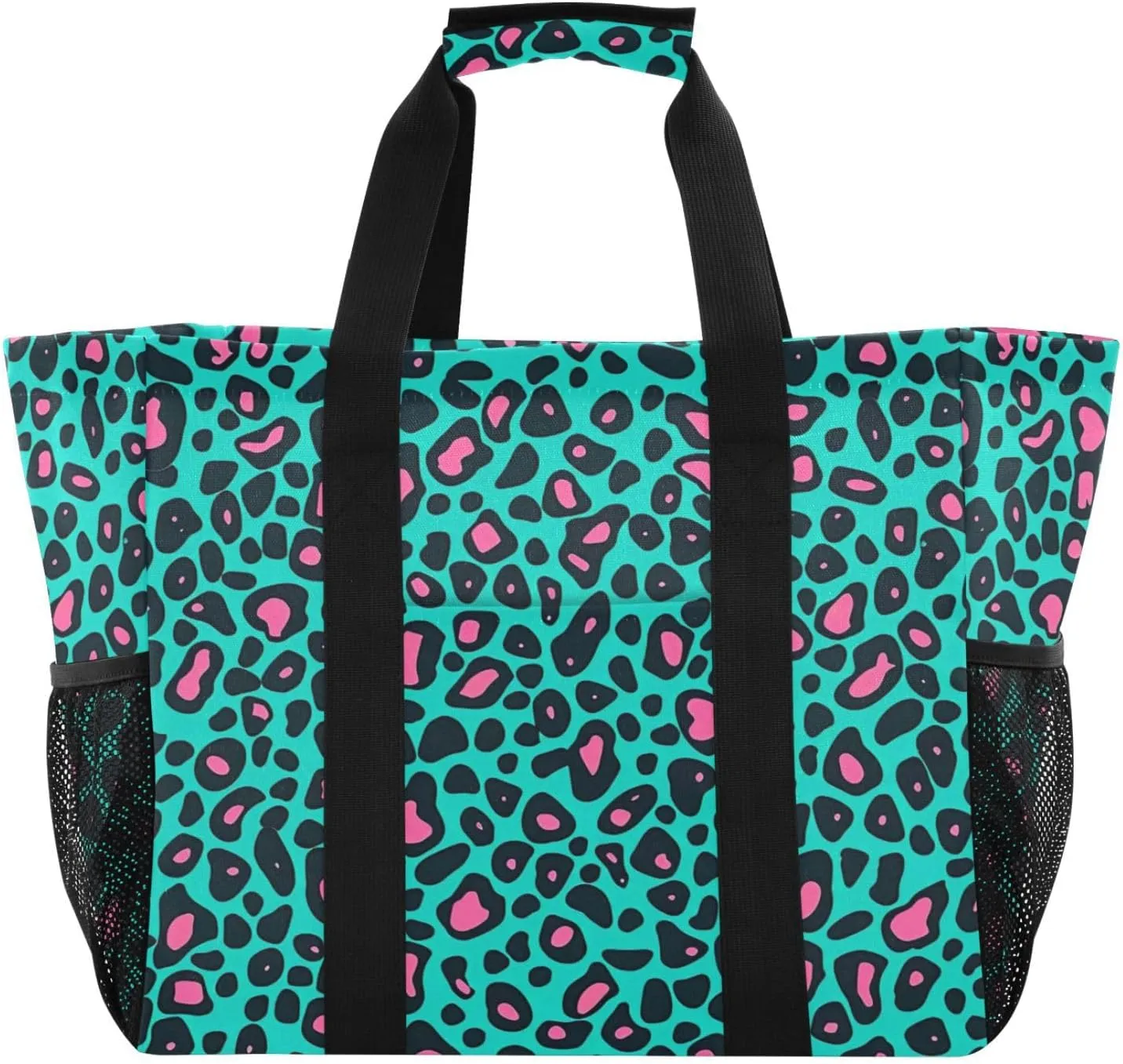 Nander Beautiful Leopard Print Texture Foldable Tote Bag Waterproof Sandproof Women Beach Bag Handbag Gym Bag