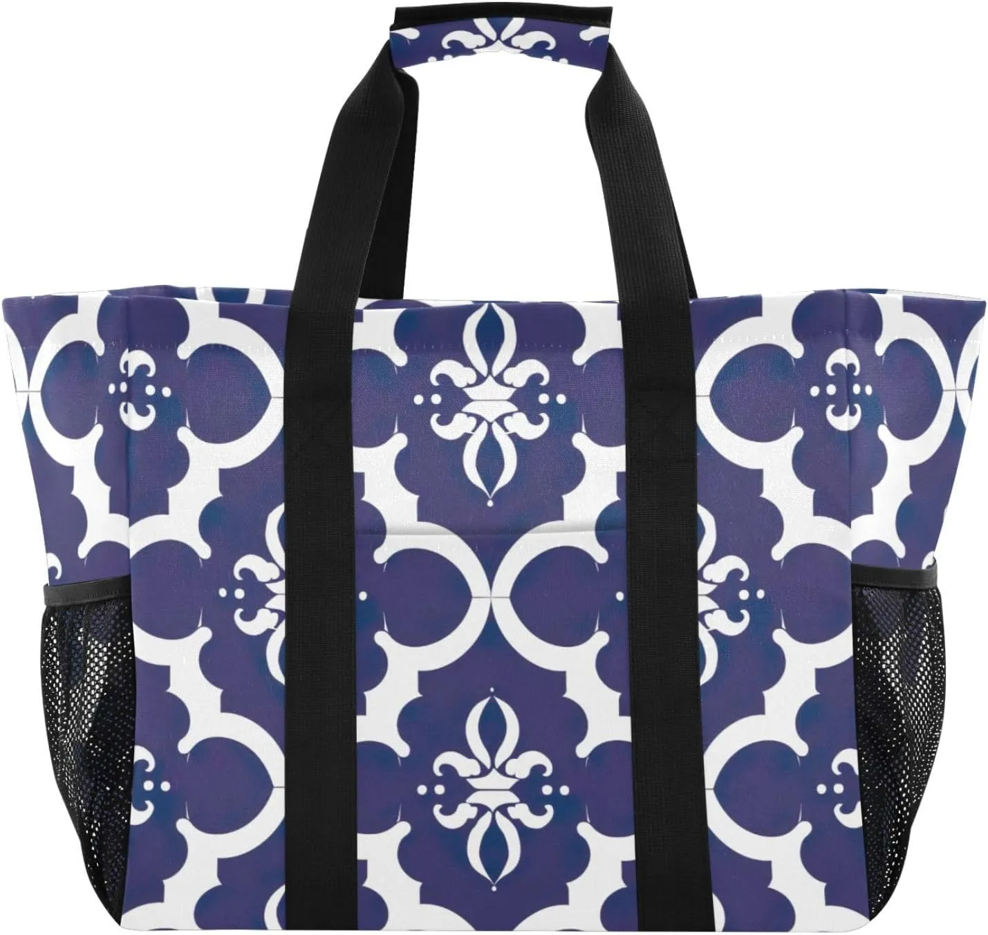 Nander Blue and White Porcelain Printing Foldable Tote Bag Waterproof Sandproof Women Beach Bag Handbag Gym Bag