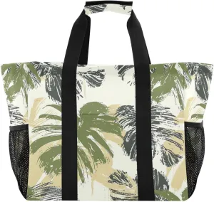 Nander Brown Leaved Foldable Tote Bag Waterproof Sandproof Women Beach Bag Handbag Gym Bag