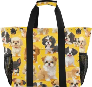 Nander Cute Cartoon Dog Foldable Tote Bag Waterproof Sandproof Women Beach Bag Handbag Gym Bag