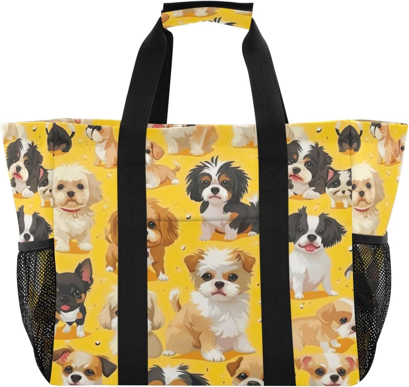 Nander Cute Cartoon Dog Foldable Tote Bag Waterproof Sandproof Women Beach Bag Handbag Gym Bag