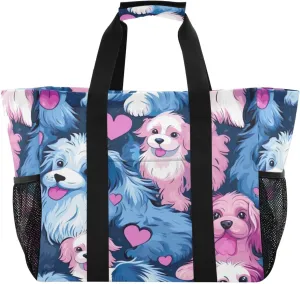 Nander Cute Cartoon Little Dog Foldable Tote Bag Waterproof Sandproof Women Beach Bag Handbag Gym Bag