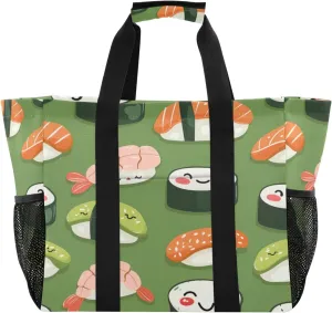 Nander Cute Little Sushi Foldable Tote Bag Waterproof Sandproof Women Beach Bag Handbag Gym Bag Travel Shopping Bag