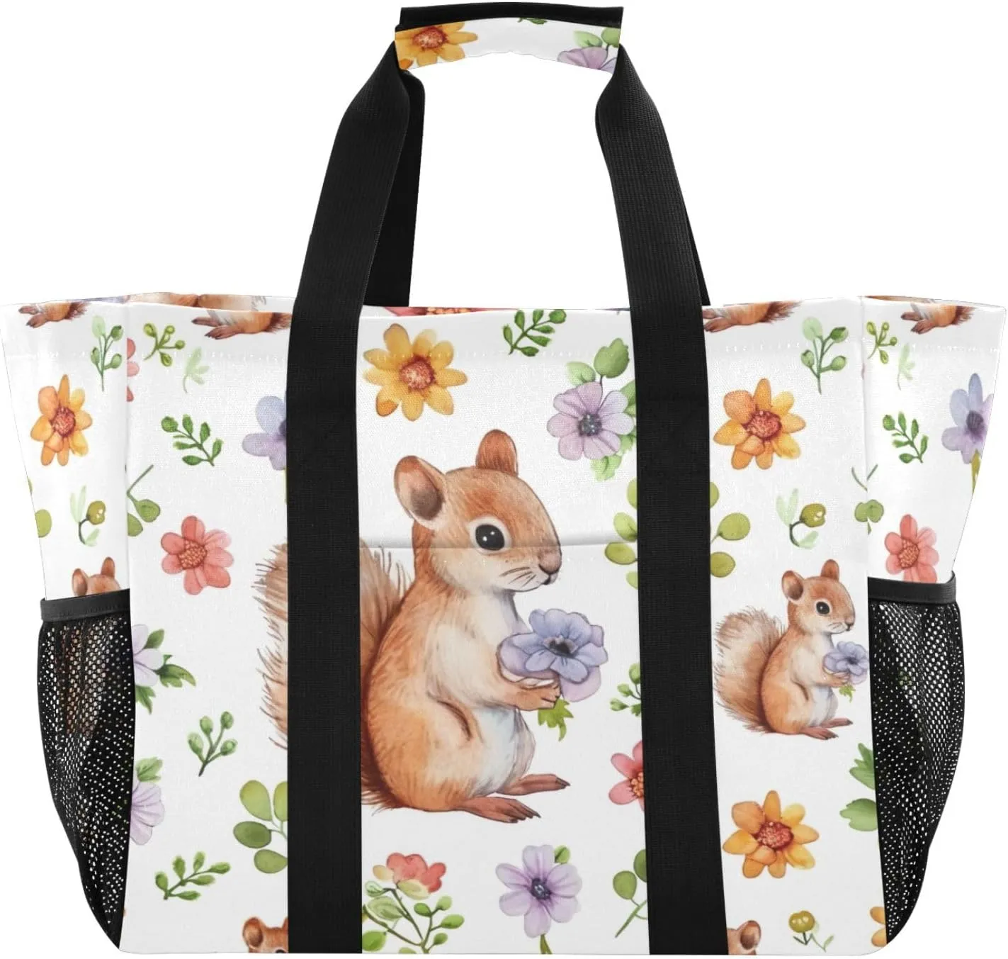 Nander Cute Squirrel Foldable Tote Bag Waterproof Sandproof Women Beach Bag Handbag Gym Bag Travel Shopping Bag