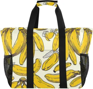 Nander Delicious Bananas Foldable Tote Bag Waterproof Sandproof Women Beach Bag Handbag Gym Bag Travel Shopping Bag