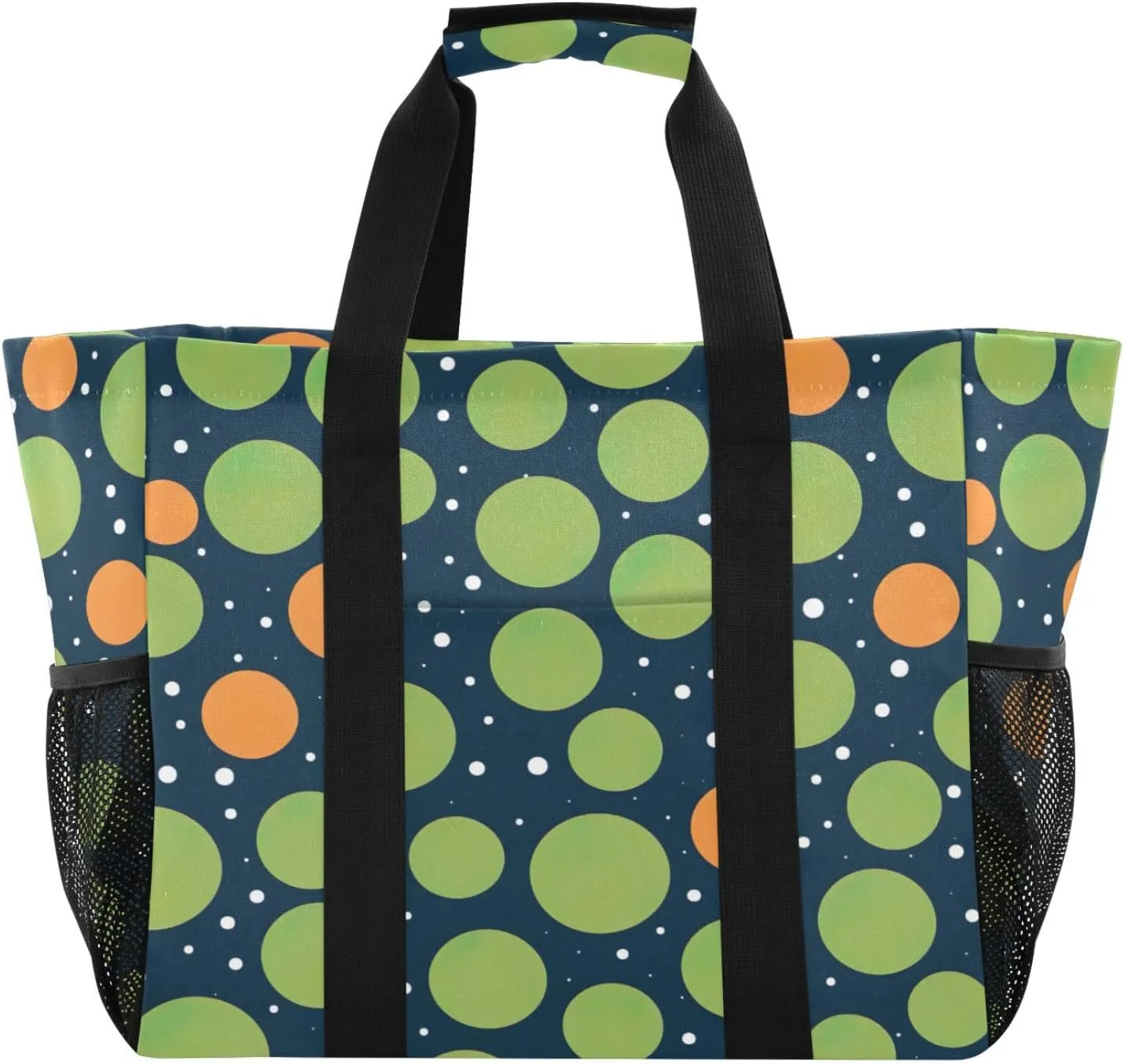 Nander Green Dots Foldable Tote Bag Waterproof Sandproof Women Beach Bag Handbag Gym Bag Travel Shopping Bag