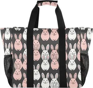 Nander Lovely Rabbits Foldable Tote Bag Waterproof Sandproof Women Beach Bag Handbag Gym Bag Travel Shopping Bag