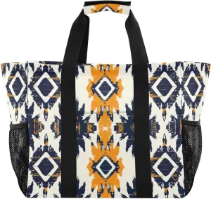Nander Tribal Aztec Print Foldable Tote Bag Waterproof Sandproof Women Beach Bag Handbag Gym Bag Travel Shopping Bag
