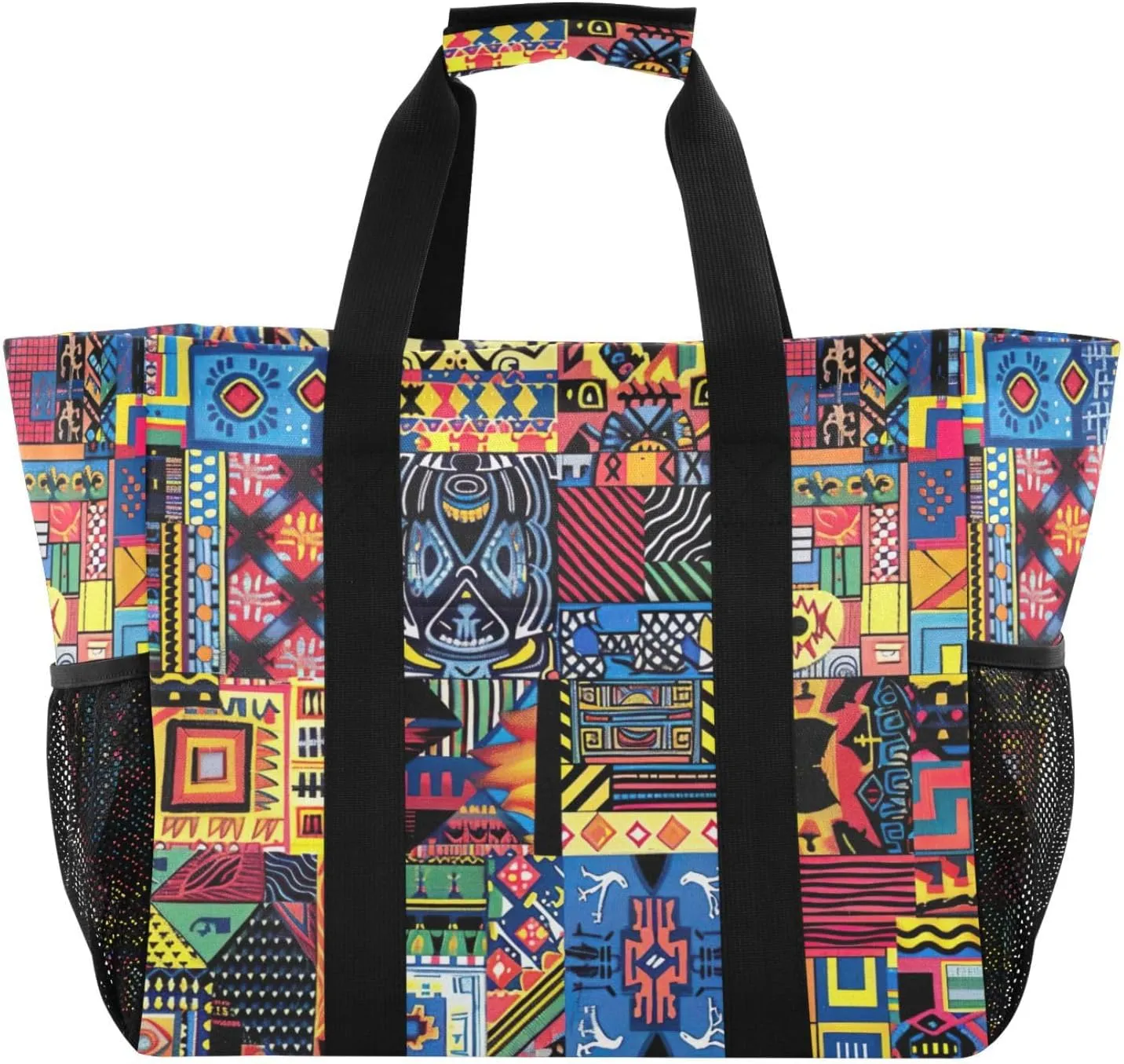 Nander Tribal Aztec Print Foldable Tote Bag Waterproof Sandproof Women Beach Bag Handbag Gym Bag Travel Shopping Bag