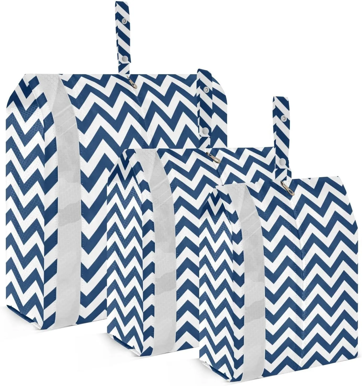 Navy Chevron Packing Cubes Set of 3, Lightweight Travel Luggage Organizers Foldable Bags for Easy Packing and Organization