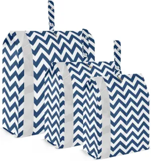 Navy Chevron Packing Cubes Set of 3, Lightweight Travel Luggage Organizers Foldable Bags for Easy Packing and Organization