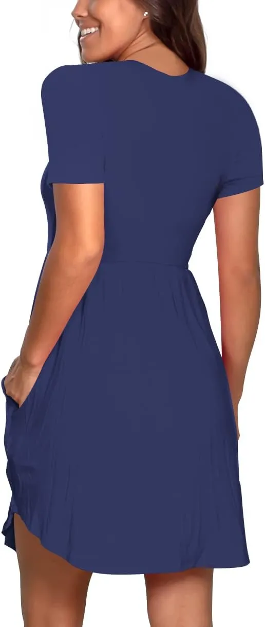 Nova In Sky Women's 2025 Casual Dresses Short Sleeve Summer Dress Loose Fit Sundress with Pockets