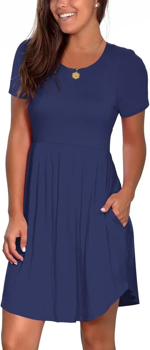 Nova In Sky Women's 2025 Casual Dresses Short Sleeve Summer Dress Loose Fit Sundress with Pockets
