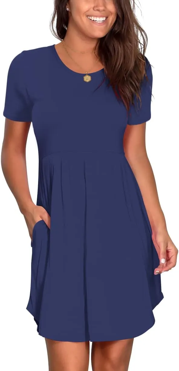 Nova In Sky Women's 2025 Casual Dresses Short Sleeve Summer Dress Loose Fit Sundress with Pockets