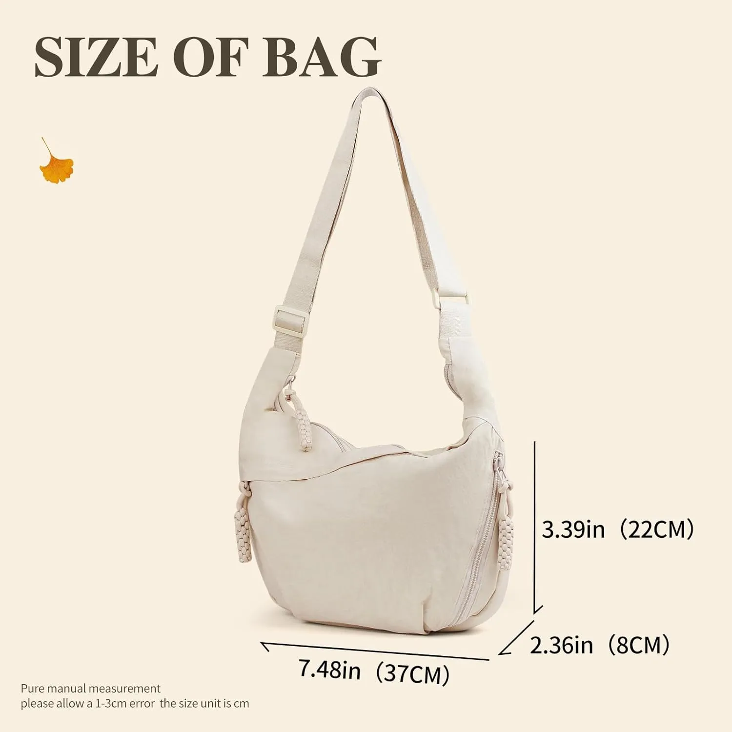 Nylon Crescent Bag for Women Men, Large Capacity Crossbody Bag Sling Bag Trendy Half Moon Hobo Bags Dumpling Bag