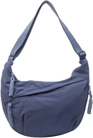 Nylon Crossbody Bags for Women, Trendy Medium Crescent Bag, Lightweight Woman Over Shoulder Purse with Zipper