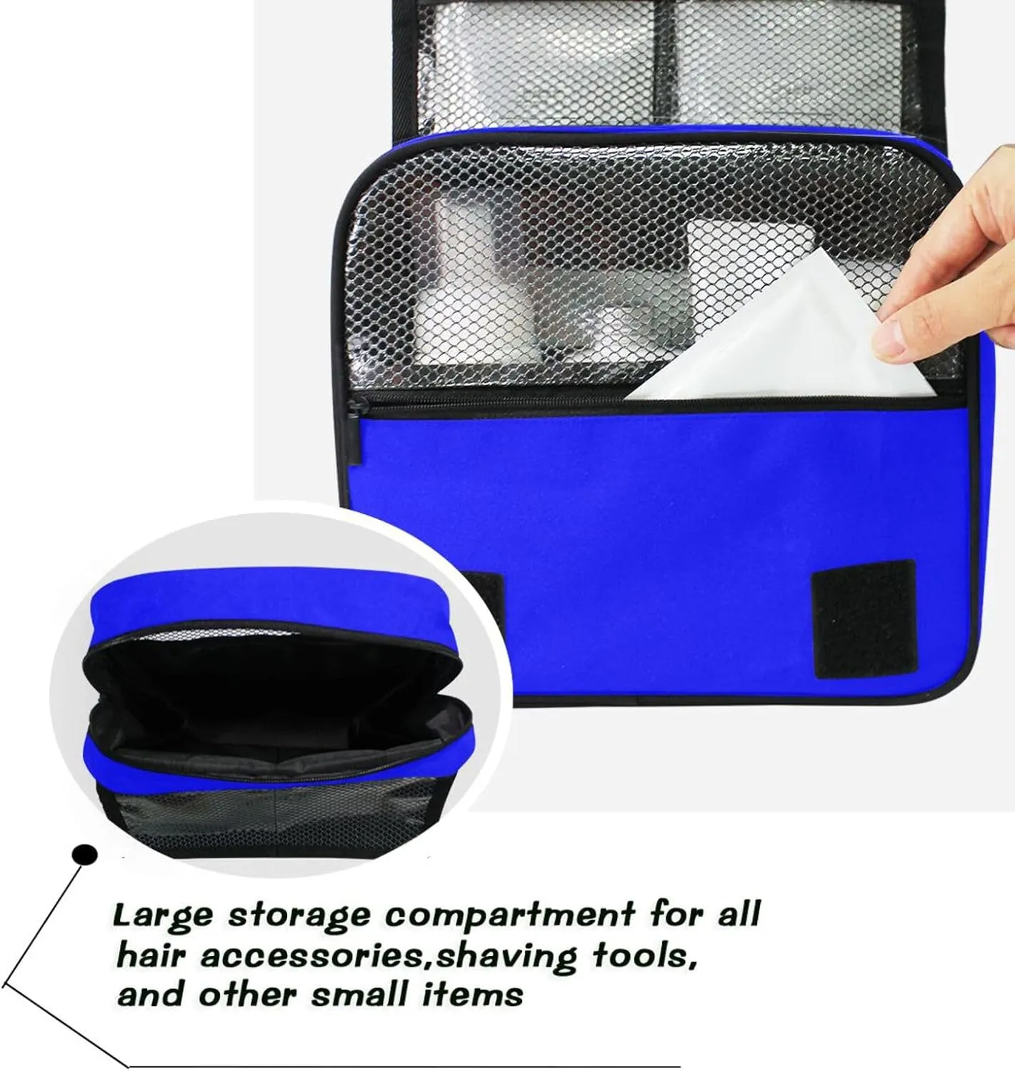 ODAWA Makeup Storage Bag with Hooks Blue Toiletry Bags for Traveling