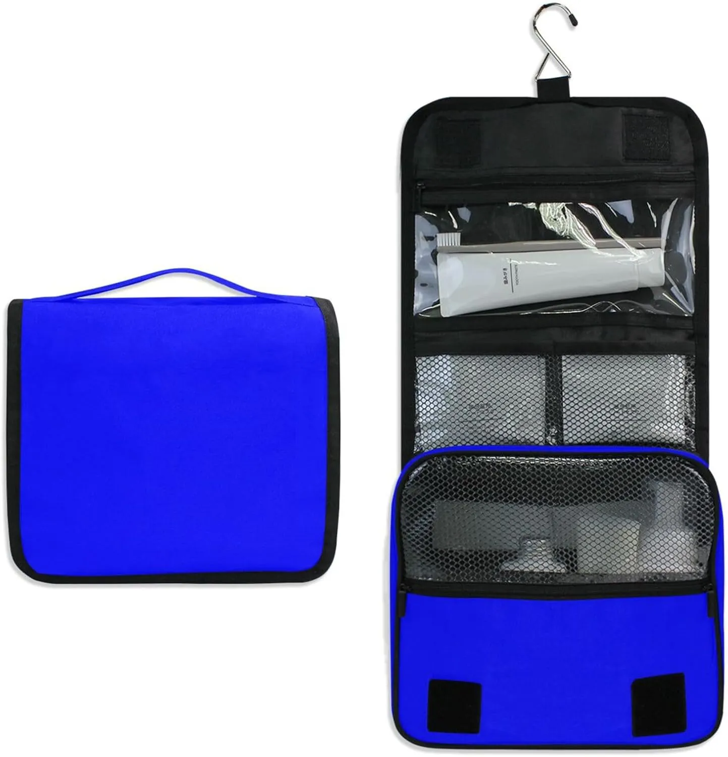 ODAWA Makeup Storage Bag with Hooks Blue Toiletry Bags for Traveling