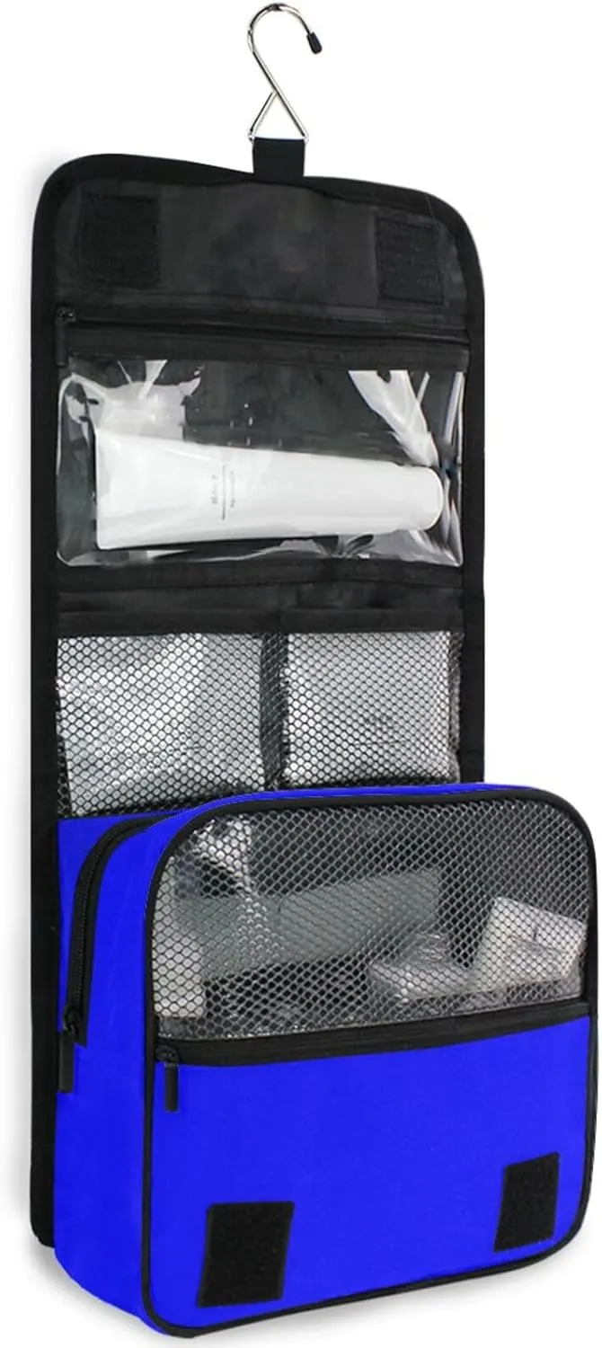 ODAWA Makeup Storage Bag with Hooks Blue Toiletry Bags for Traveling