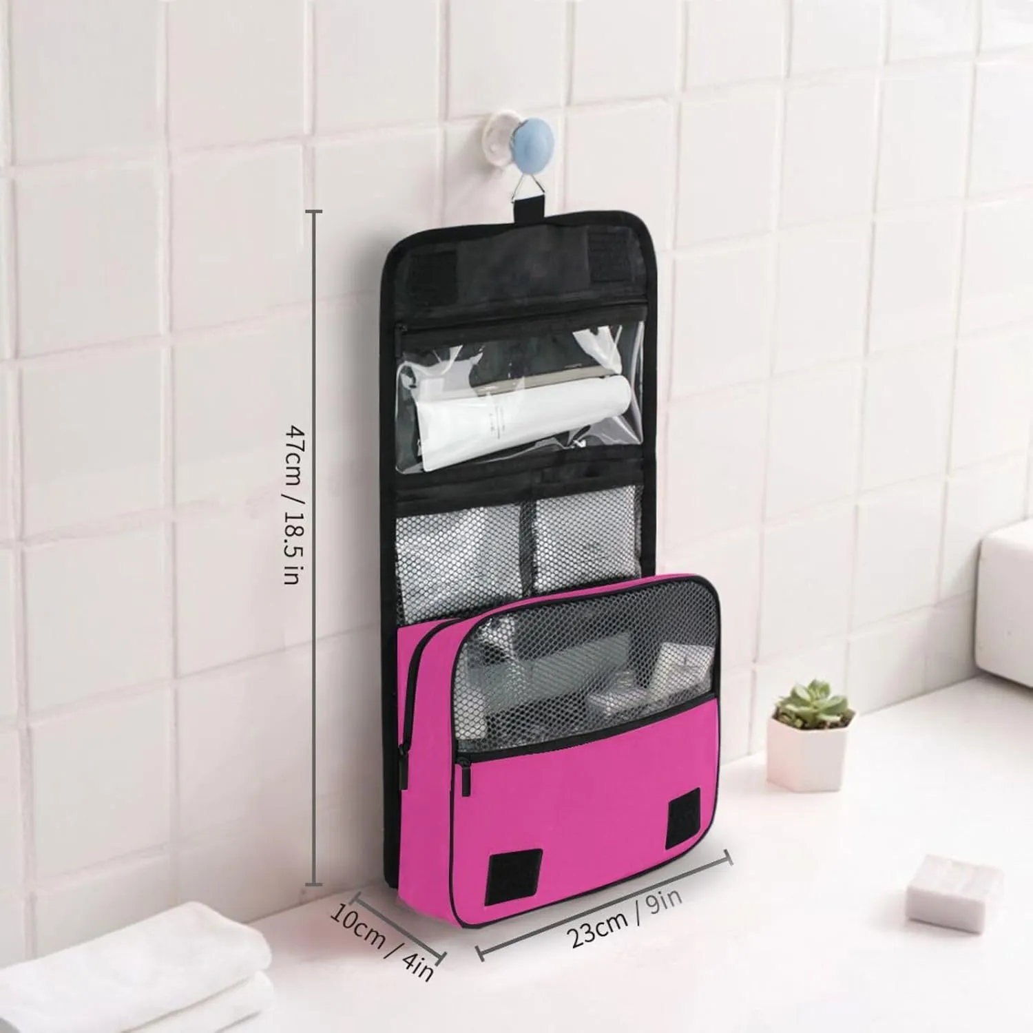 ODAWA Makeup Storage Bag with Hooks Camellia Travel Size Bags for Toiletries