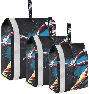 Oil Painting Baseballer Packing Cubes Set of 3, Lightweight Travel Luggage Organizers Foldable Bags for Easy Packing and Organization