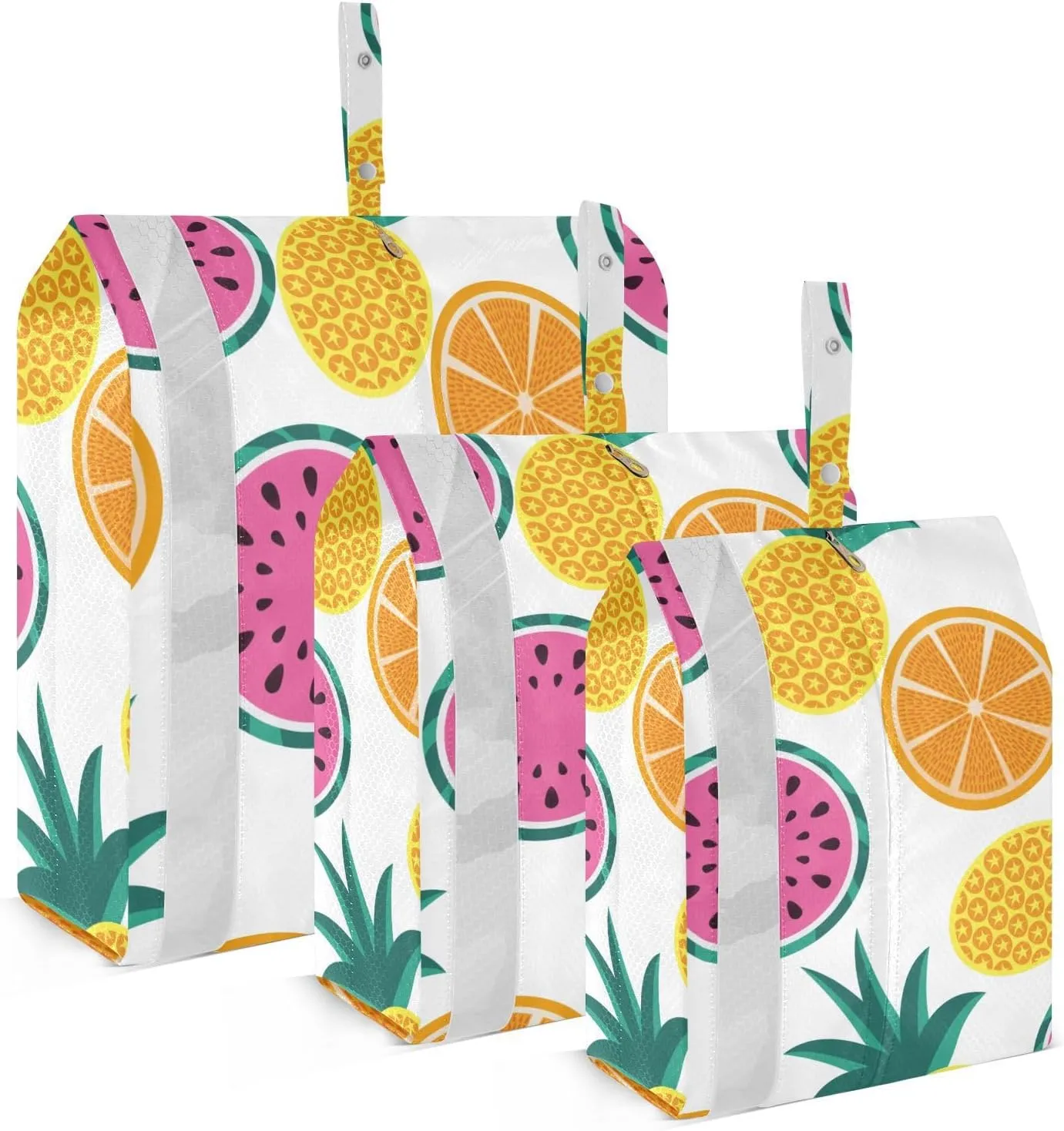 Orange Pineapple Packing Cubes Set of 3, Lightweight Travel Luggage Organizers Foldable Bags for Easy Packing and Organization